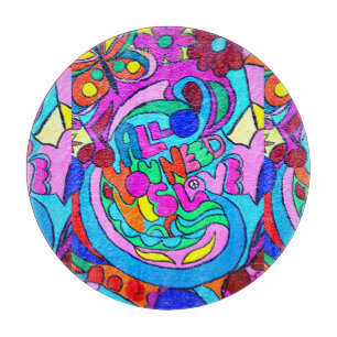 Tabla De Cortar paz y amor coloridos
