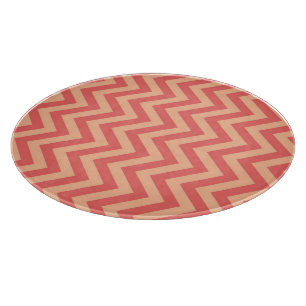 Tabla De Cortar Peach and Cranberry Chevron