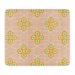 Tabla De Cortar Peach background hexagonal floral pattern