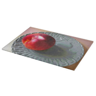Tabla De Cortar Peach fresco bajo la luz del sol