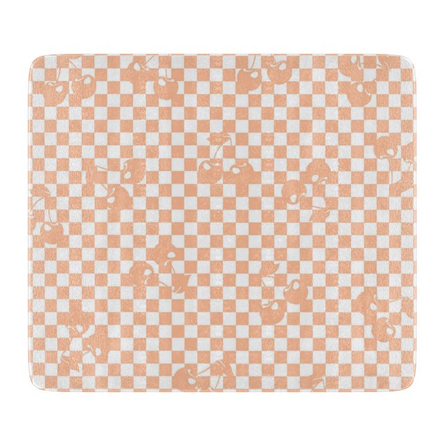 Tabla De Cortar Peach Fuzz Cherry Gingham Pattern (Anverso)