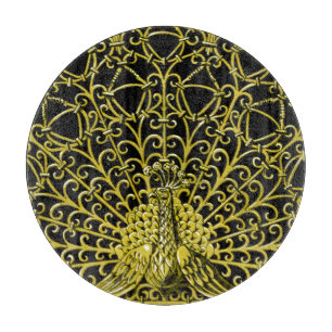 Tabla De Cortar Peacock de oro de Art Nouveau