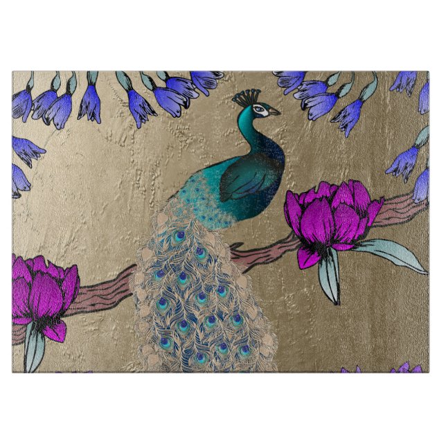 Tabla De Cortar Peacock En Oro (Anverso)