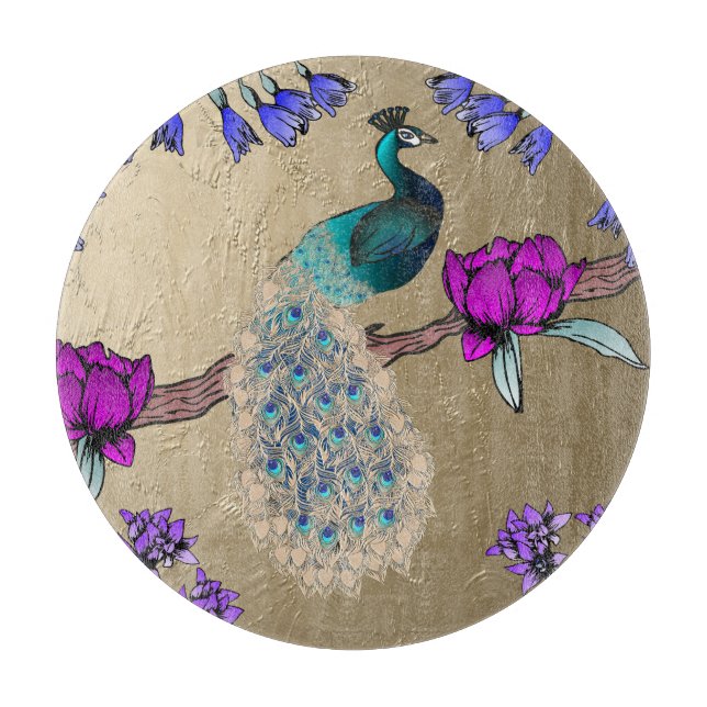 Tabla De Cortar Peacock En Oro (Anverso)