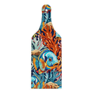 Tabla De Cortar Peces Tropicales Vibraciones Veraniegas Coloridas