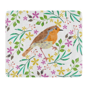 Tabla De Cortar Pecho Rojo Robin, ave de Navidad