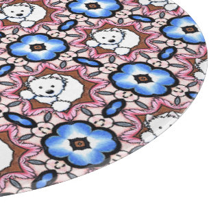 Tabla De Cortar Peekaboo Westie Floral