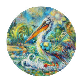 Tabla De Cortar Pelican en el amarillo azul floral de Wonderland