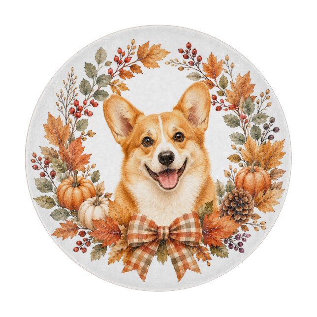 Tabla De Cortar Pembroke Welsh Corgi Otoño (Anverso)