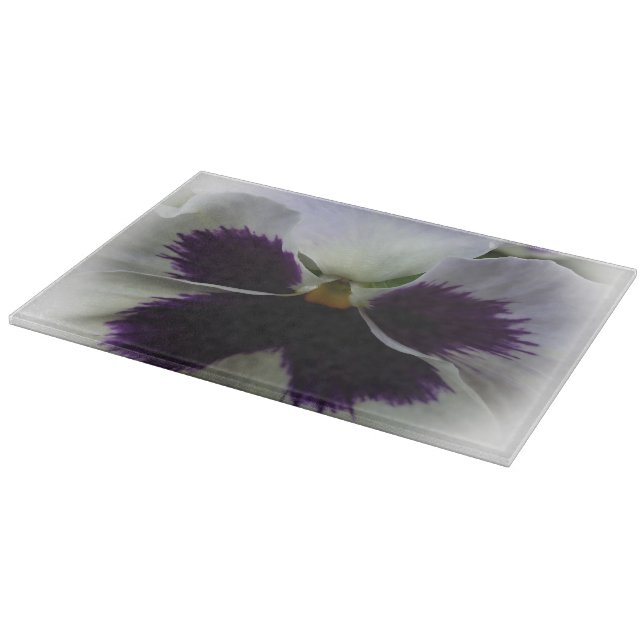Tabla De Cortar Pensamiento morado y blanco (Borde)