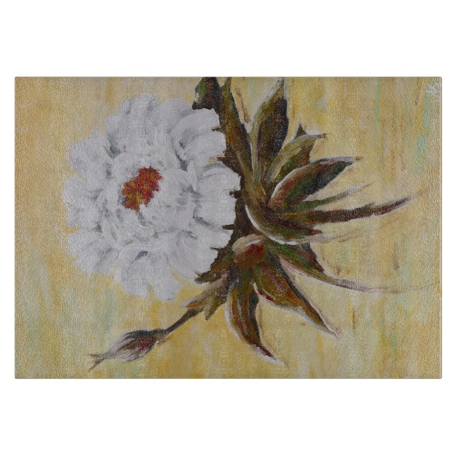 Tabla De Cortar Peonía blanca (Anverso)