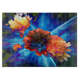 Tabla De Cortar Peonies con luz azul