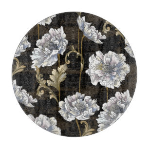 Tabla De Cortar Peony Elegance: Barroco Swirls de oro