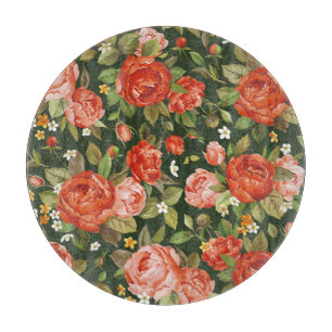 Tabla De Cortar Peony Elegance: Papel de fondo gráfico floral.