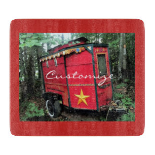 Tabla De Cortar Pequeña caravana gitana roja personalizada en car