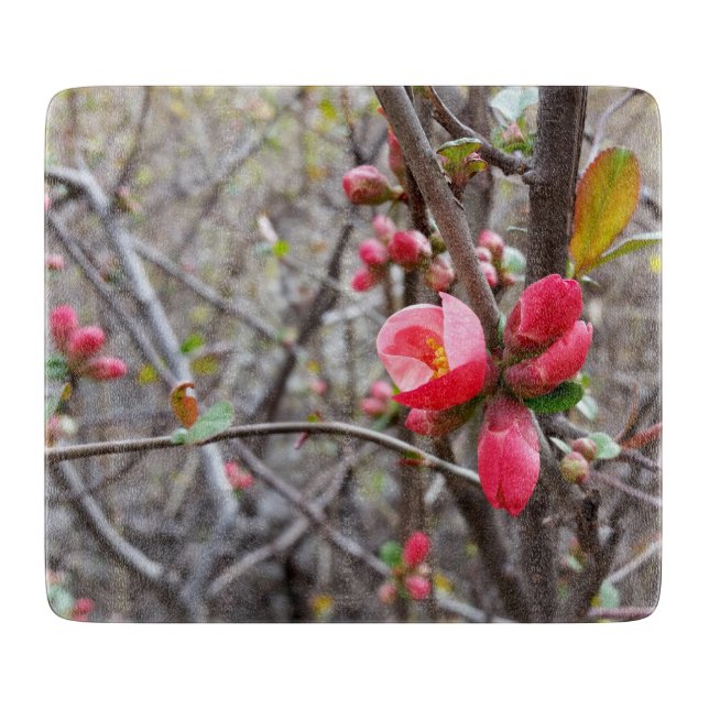 Tabla De Cortar pequeñas flores rojas (Anverso)
