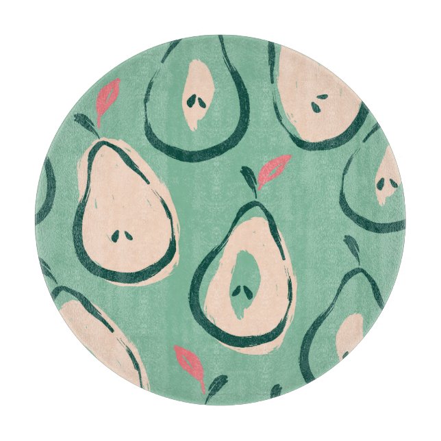 Tabla De Cortar Peras de verano: patrón de fruta fresca. (Anverso)