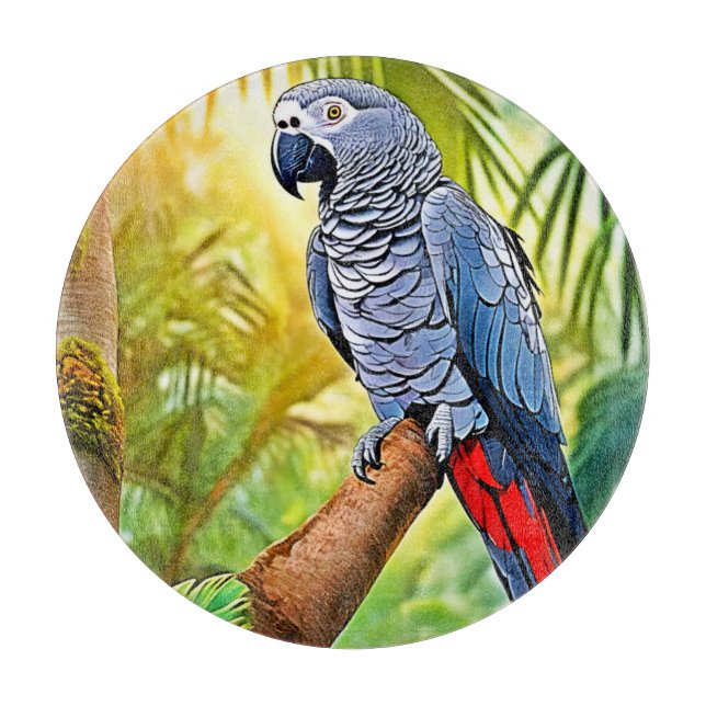 Tabla De Cortar Percha de loro gris (Anverso)