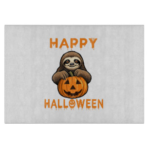 Tabla De Cortar Perezoso Lindo Divertido Sosteniendo Calabaza