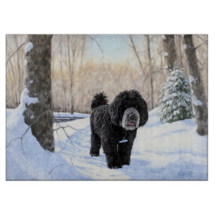 Tabla De Cortar Perro acuático portugués deja que nieve Navidades