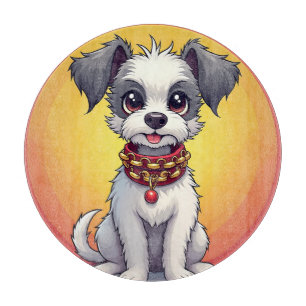 Tabla De Cortar Perro animado lindo con collar