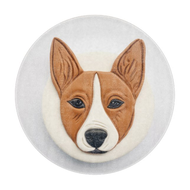 Tabla De Cortar Perro Basenji Inspirado en 3D (Anverso)