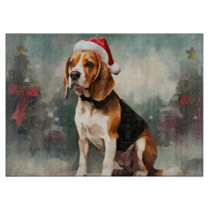 Tabla De Cortar Perro beagle en Navidades de nieve