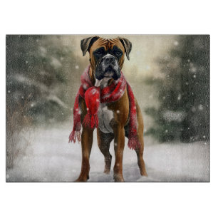 Tabla De Cortar Perro Boxer en Navidades de Nieve