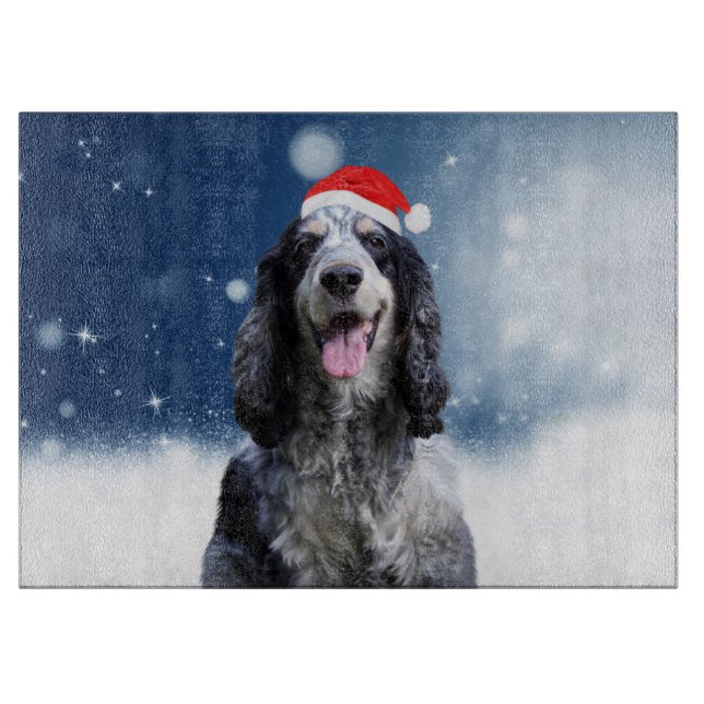 Tabla De Cortar Perro Cocker Spaniel con Navidades Santa Hat (Anverso)
