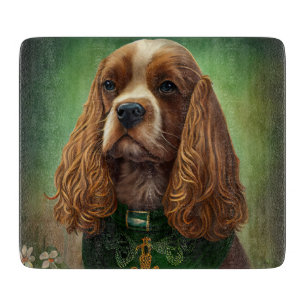 Tabla De Cortar Perro Cocker Spaniel con Ropa del Día de San Patri