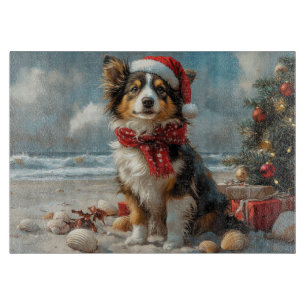 Tabla De Cortar Perro Collie Áspero Navidad Vintage Playa
