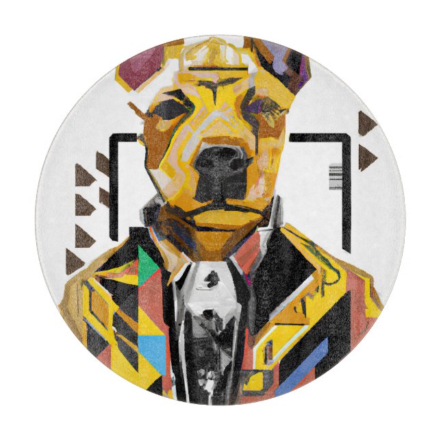 Tabla De Cortar Perro con traje: Arte digital (Anverso)