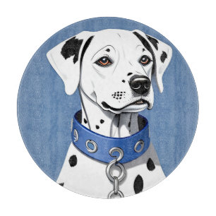 Tabla De Cortar Perro dálmata con collar azul