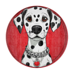 Tabla De Cortar Perro dálmata con collar de corazón rojo