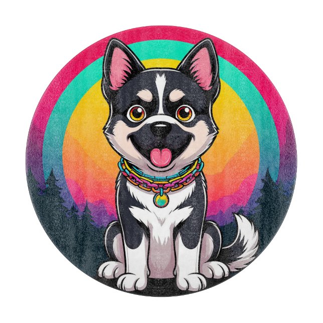 Tabla De Cortar Perro de Dibujos Animados Juguetón (Anverso)