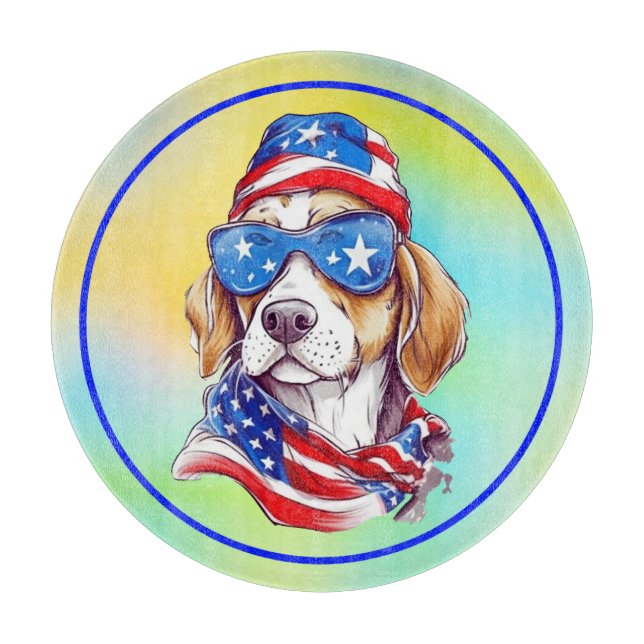 Tabla De Cortar Perro de sublimación del 4 de julio (Anverso)