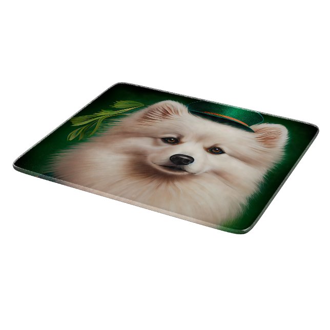 Tabla De Cortar Perro esquimal americano con vestido de San Patric (Borde)