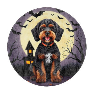 Tabla De Cortar Perro Feliz con Tema de Halloween