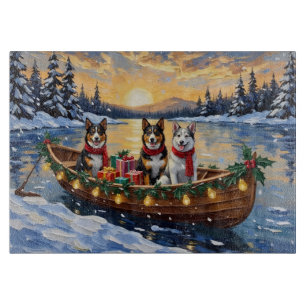 Tabla De Cortar Perro Ganadero Australiano Barco De Navidad Fiesta