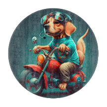 Perro Guay conduciendo una moto