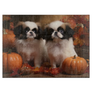 Tabla De Cortar Perro Japonés Chin Otoño Halloween