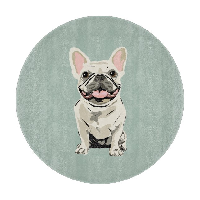 Tabla De Cortar Perro Lindo, Azul Polvoriento (Anverso)