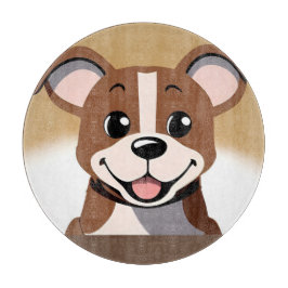 Tabla De Cortar Perro marrón feliz sonriente brillante