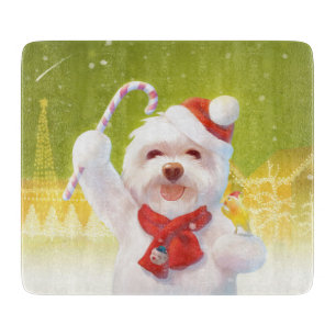 Tabla De Cortar Perro navidad con candy cane