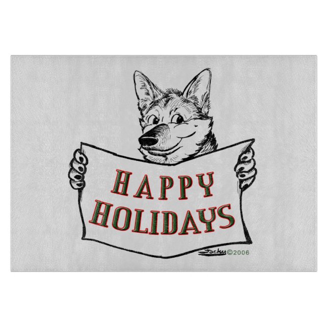 Tabla De Cortar Perro navidad: ¡Felices fiestas! (Anverso)