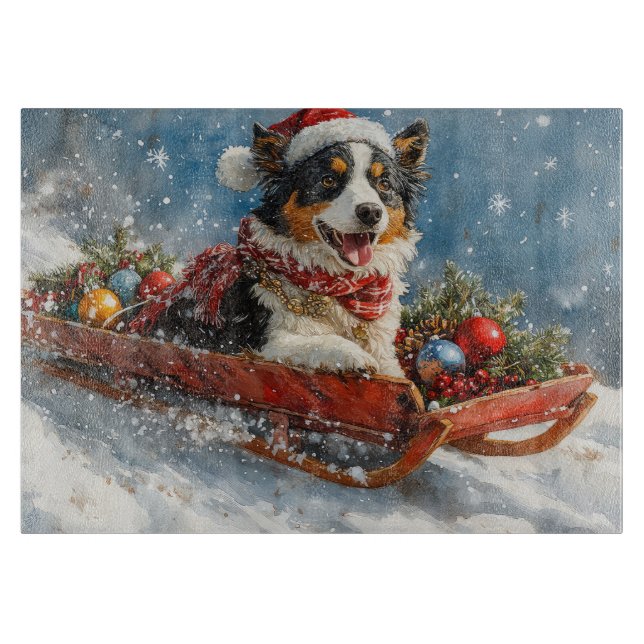 Tabla De Cortar Perro pastor australiano en espantadas navidades (Anverso)