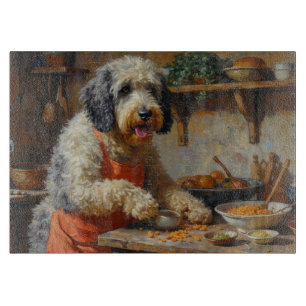 Tabla De Cortar Perro pastor inglés antiguo cocinando en la cocina