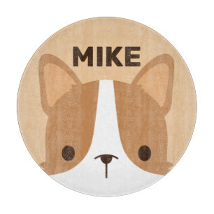Tabla De Cortar Perro pequeño de Corgi con nombre personalizado