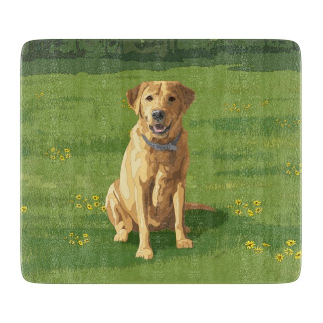 Tabla De Cortar Perro recuperador de labrador amarillo (Anverso)