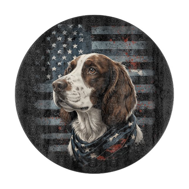 Tabla De Cortar Perro Springer Spaniel Bandera Americana (Anverso)